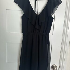 H&M Black Asymmetrical Ruffle Dress